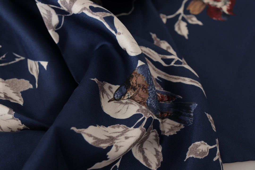 Dolce & Gabbana Blue Floral Silk Square Handkerchief Scarf