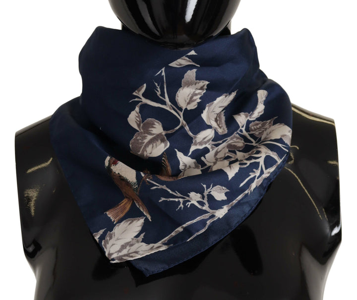 Dolce & Gabbana Blue Floral Silk Square Handkerchief Scarf