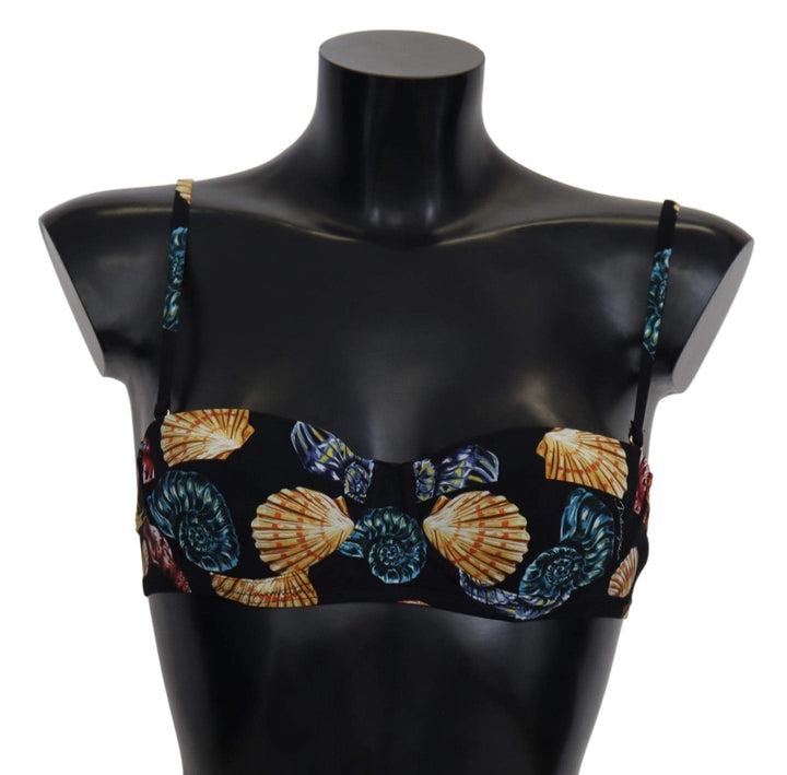 Dolce & Gabbana Black Seashells Print Women Swimwear Bikini Tops #women, Black, Dolce & Gabbana, feed-agegroup-adult, feed-color-multicolor, feed-gender-female, IT1 | XS, Swimwear - Women - Clothing, Women - New Arrivals at SEYMAYKA