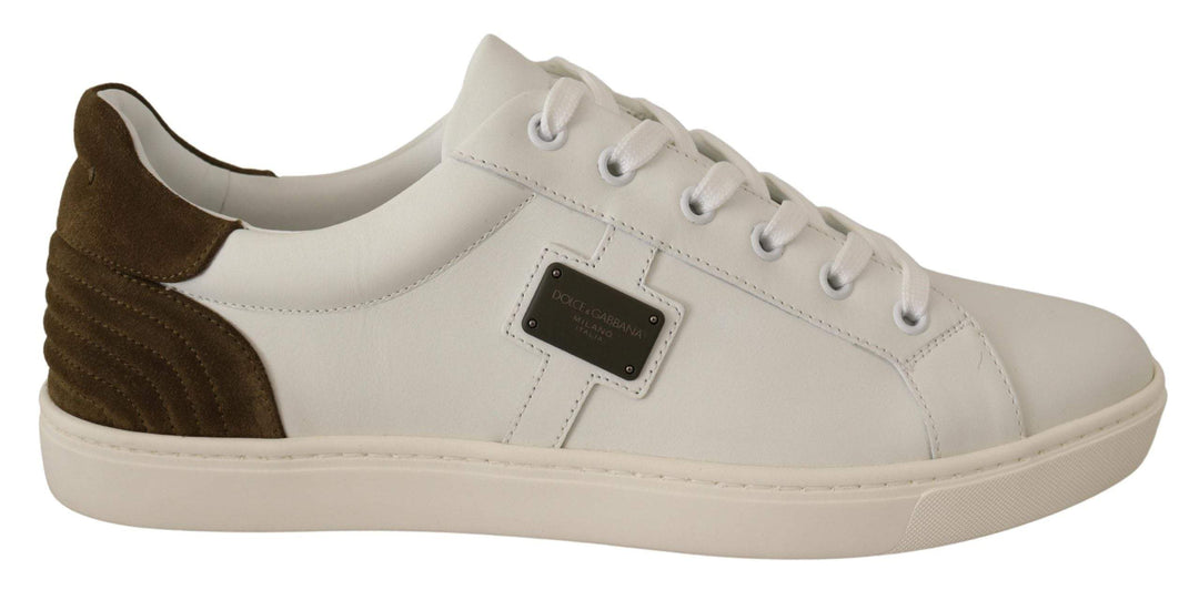 Dolce & Gabbana White Suede Leather Mens Low Tops Sneakers #men, Dolce & Gabbana, EU39.5/US6.5, EU39/US6, EU40.5/US7.5, EU40/US7, EU41/US8, EU44.5/US11.5, EU45/US12, feed-agegroup-adult, feed-color-White, feed-gender-male, Sneakers - Men - Shoes, White at SEYMAYKA