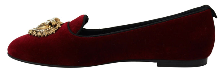 Bordeaux Velvet Slip-On Loafers Flats Shoes