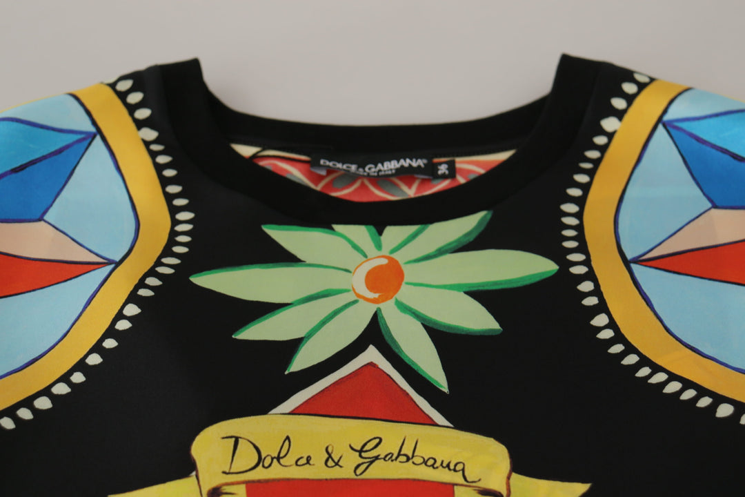 Dolce & Gabbana Multicolor Soldier Carretto Silk Top  T-shirt