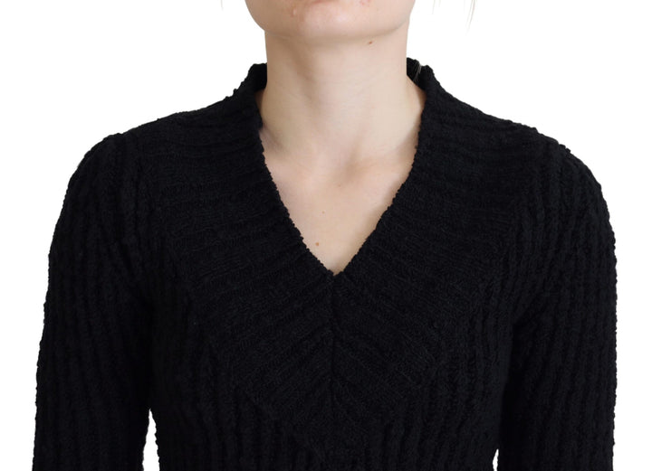 Dolce & Gabbana Black Wool Knitted Sheath Sweater Dress