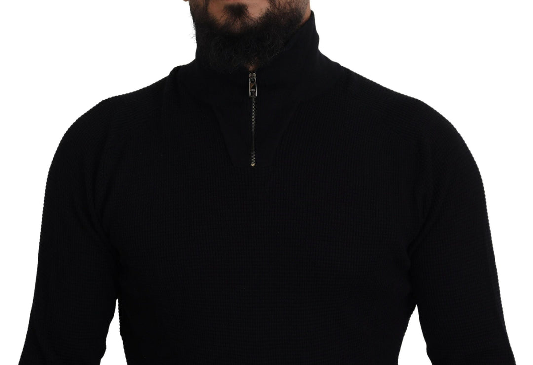 Dolce & Gabbana Black Silk Turtle Neck Pullover Sweater