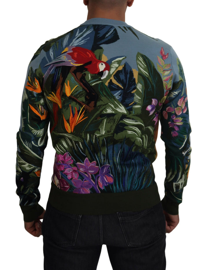 Dolce & Gabbana Multicolor Jungle Wool Pullover Logo Sweater