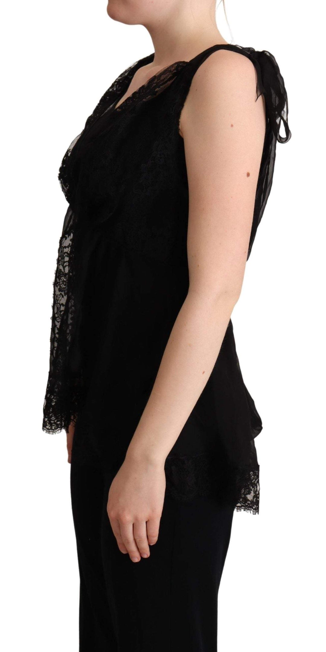 Dolce & Gabbana Black Silk Lace Trim Camisole Tank Top Black, Dolce & Gabbana, feed-agegroup-adult, feed-color-Black, feed-gender-female, IT46|XL, Tops & T-Shirts - Women - Clothing at SEYMAYKA