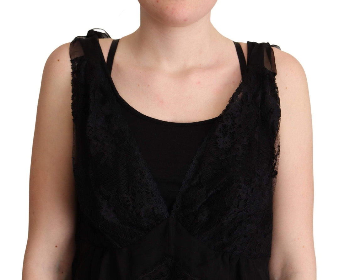 Dolce & Gabbana Black Silk Lace Trim Camisole Tank Top Black, Dolce & Gabbana, feed-agegroup-adult, feed-color-Black, feed-gender-female, IT46|XL, Tops & T-Shirts - Women - Clothing at SEYMAYKA