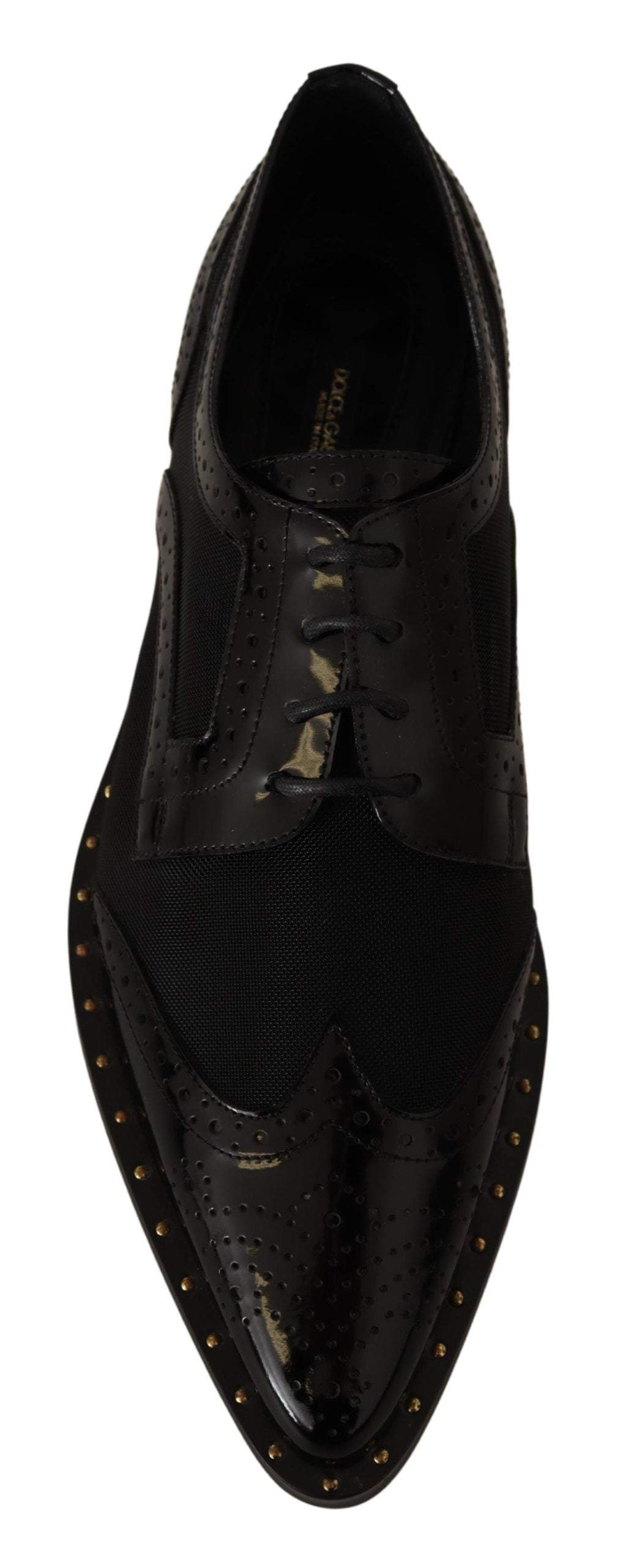 Dolce & Gabbana Black Leather Broques Sheer Wingtip Shoes #women, Black, Dolce & Gabbana, EU35/US4.5, EU37.5/US7, EU38.5/US8, EU38/US7.5, feed-agegroup-adult, feed-color-Black, feed-gender-female, Flat Shoes - Women - Shoes at SEYMAYKA