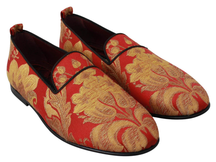 Dolce & Gabbana Red Gold Brocade Slippers Loafers Shoes #men, Brand_Dolce & Gabbana, Catch, Category_Shoes, Dolce & Gabbana, EU39/US6, EU40/US7, EU41/US8, EU42/US9, EU43/US10, EU45/US12, feed-agegroup-adult, feed-color-gold, feed-gender-male, feed-size-US6, feed-size-US7, feed-size-US8, Gender_Men, Kogan, Loafers - Men - Shoes, Rose Gold, Shoes - New Arrivals at SEYMAYKA