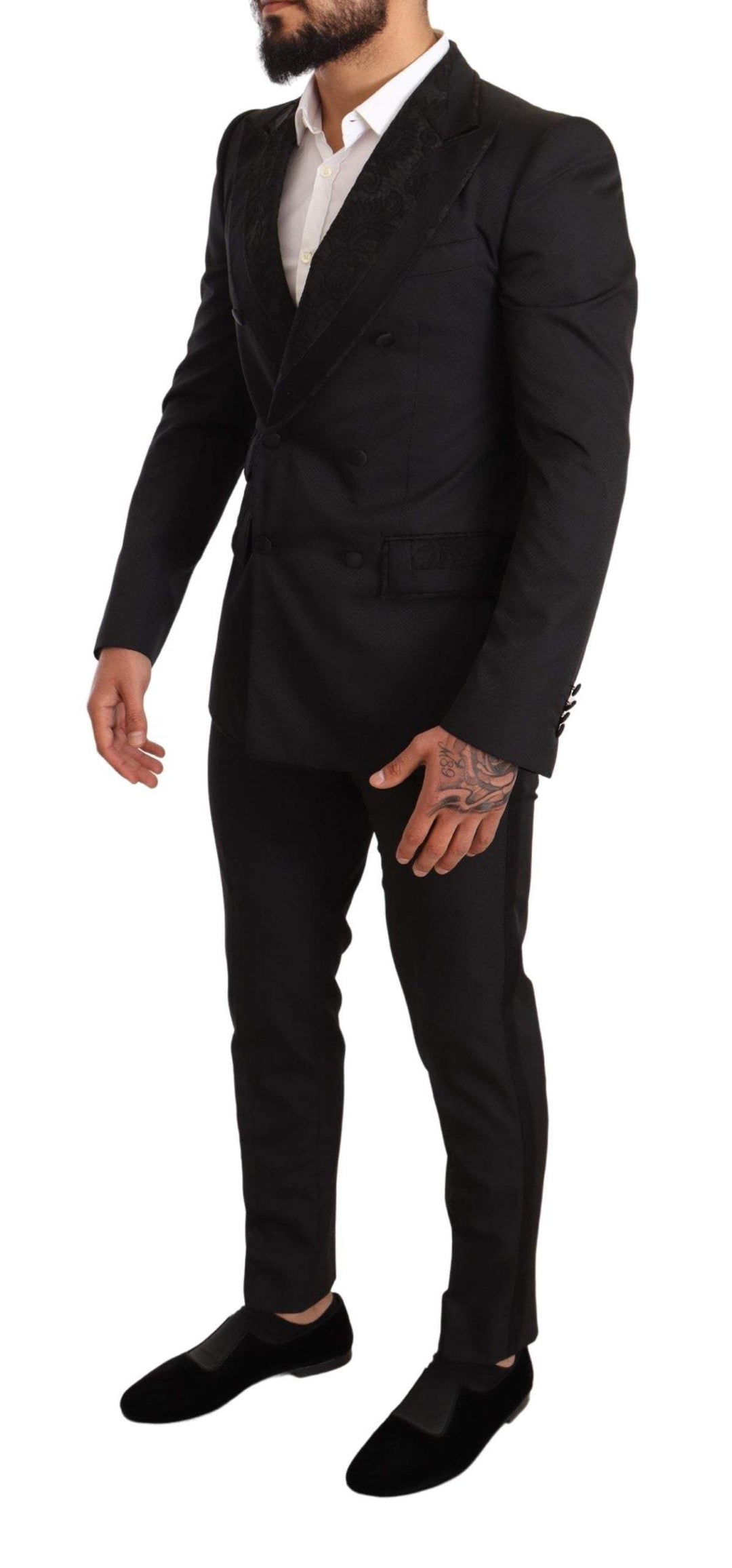 Dolce & Gabbana Black Brocade 2 Piece Set Polyester Suit #men, Black, Dolce & Gabbana, feed-1, IT48 | M, Suits - Men - Clothing at SEYMAYKA