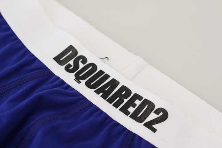 Dsquared² Blue White Logo Cotton Stretch Men Brief Underwear