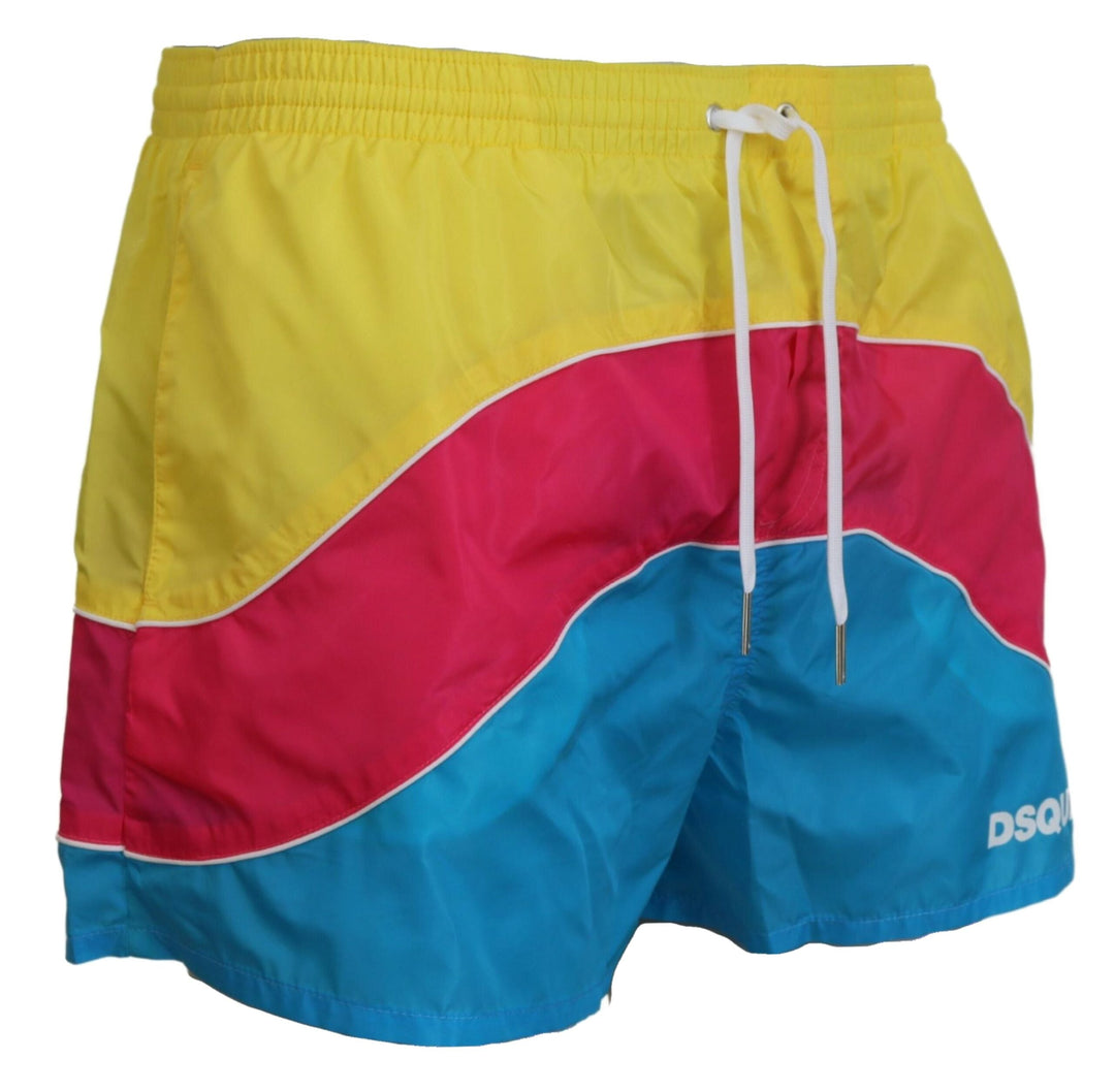 Dsquared² Multicolor Logo Print Men Beachwear Shorts Swimwear