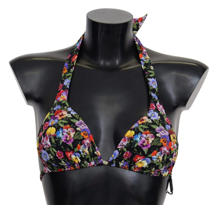 Dolce & Gabbana Black Floral Print Swimsuit Beachwear Bikini Tops #women, Black, Dolce & Gabbana, feed-agegroup-adult, feed-color-black, feed-gender-female, IT1 | XS, Swimwear - Women - Clothing, Women - New Arrivals at SEYMAYKA