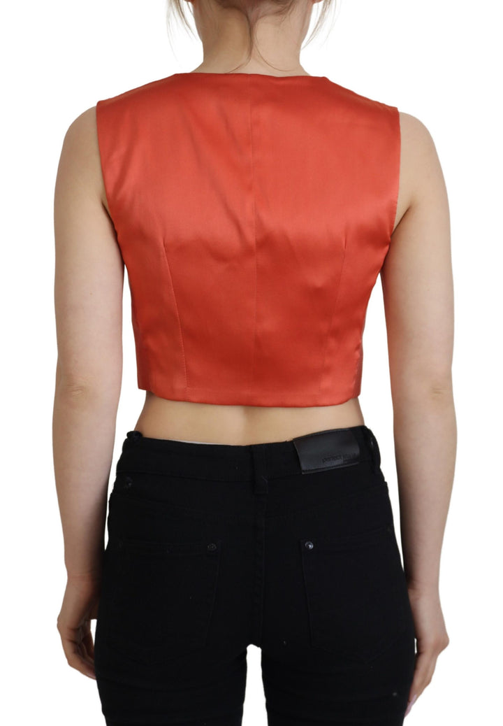 Dolce & Gabbana Orange Sleeveless Waistcoat Cropped Vest Top