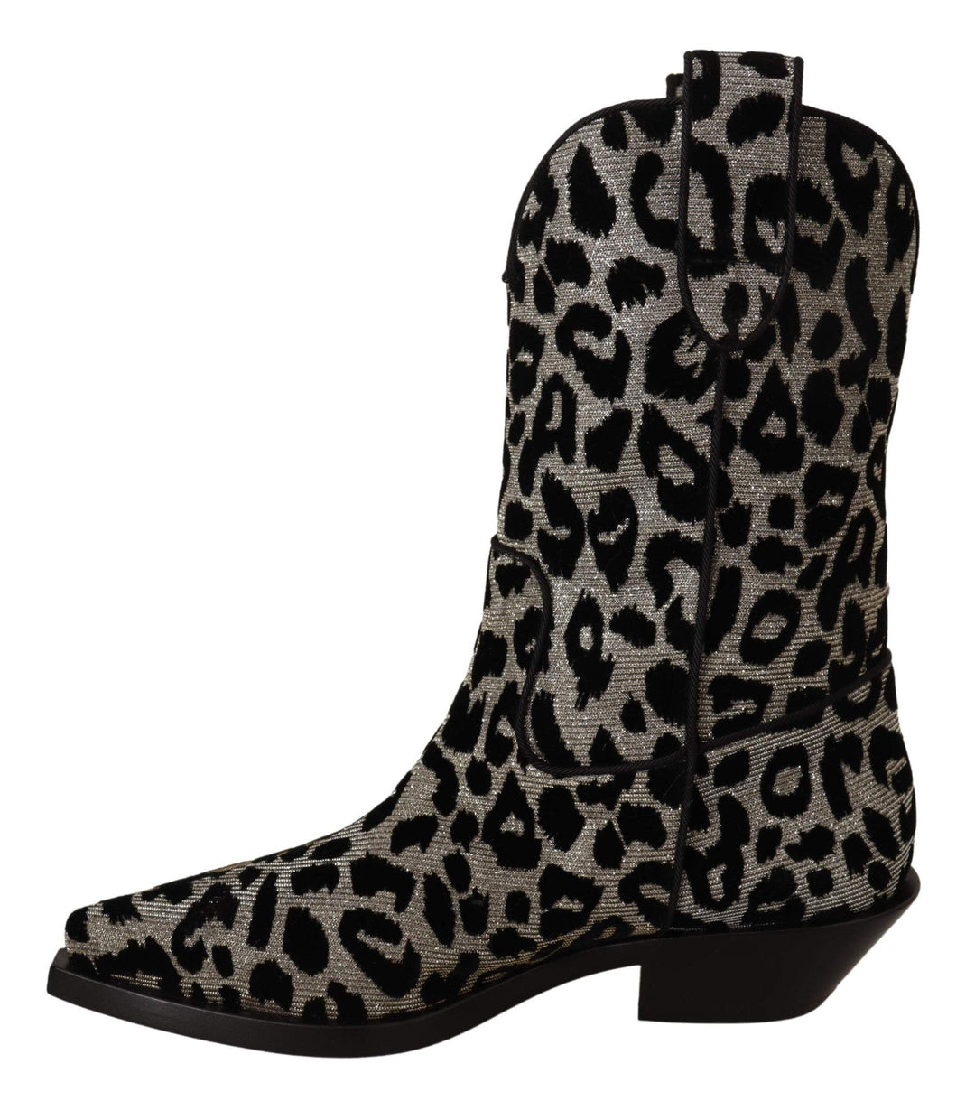 Dolce & Gabbana Gray Black Leopard Cowboy Boots Shoes #women, Black, Boots - Women - Shoes, Dolce & Gabbana, EU36/US5.5, EU37/US6.5, EU38.5/US8, EU38/US7.5, EU39/US8.5, EU40/US9.5, EU41/US10.5, feed-agegroup-adult, feed-color-Black, feed-gender-female at SEYMAYKA