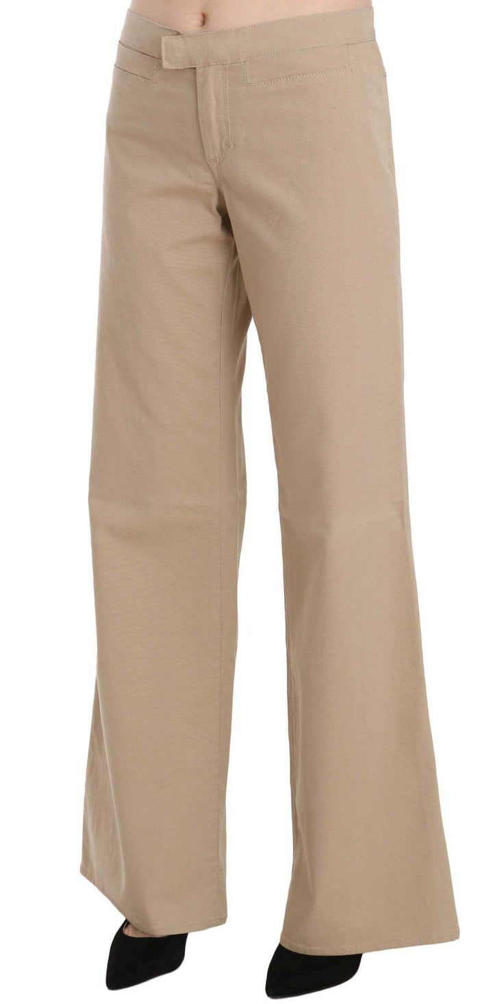 Just Cavalli  Cotton Mid Waist Flared Trousers Pants #women, Beige, Catch, feed-agegroup-adult, feed-color-beige, feed-gender-female, feed-size-IT42|M, feed-size-IT46|XL, Gender_Women, IT42|M, IT46|XL, Jeans & Pants - Women - Clothing, Just Cavalli, Kogan, Women - New Arrivals at SEYMAYKA