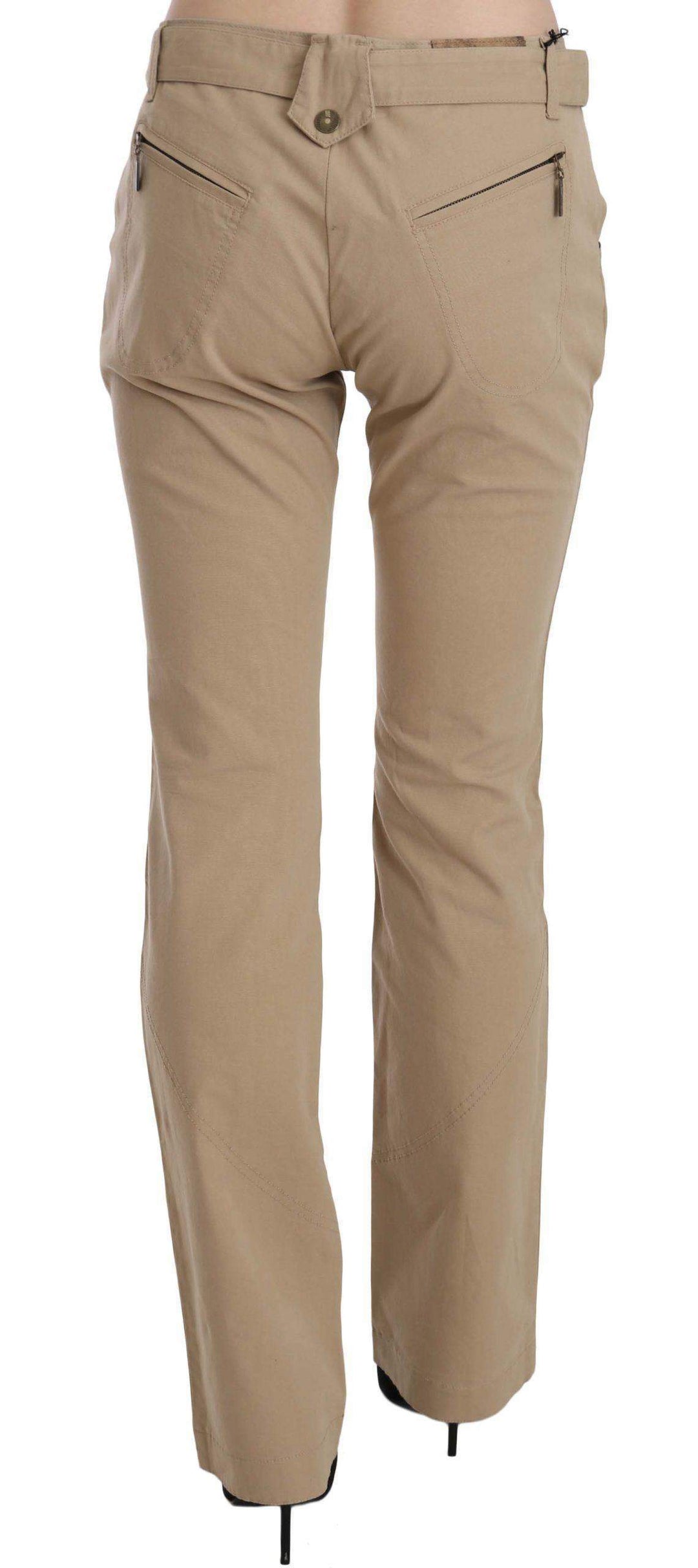 Just Cavalli  Cotton Mid Waist Straight Trousers Pants #women, Beige, Catch, feed-agegroup-adult, feed-color-beige, feed-gender-female, feed-size-IT46|XL, Gender_Women, IT44|L, IT46|XL, Jeans & Pants - Women - Clothing, Just Cavalli, Kogan, Women - New Arrivals at SEYMAYKA