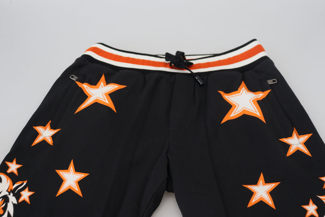 Dolce & Gabbana Black Orange Star Trousers Sport Pants