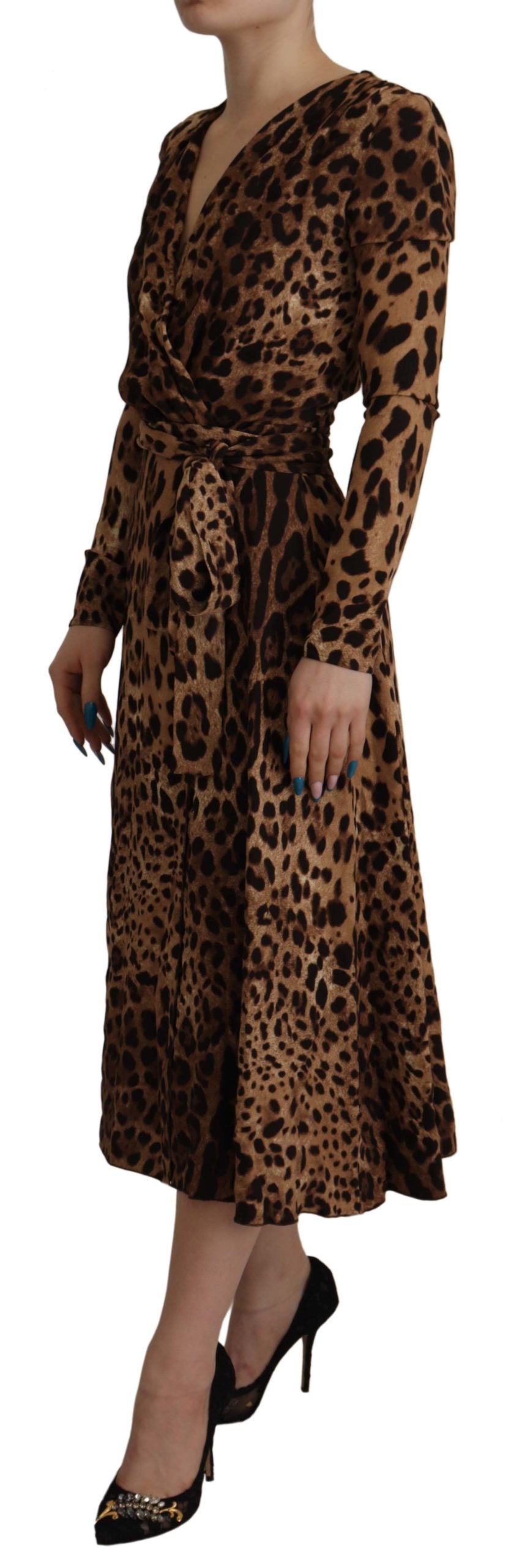 Dolce & Gabbana Brown Leopard Wrap A-line Maxi Viscose Dress