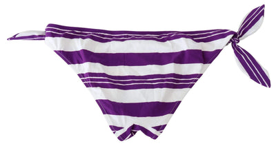 Dolce & Gabbana Purple White Stripes Beachwear Bikini Bottom #women, Dolce & Gabbana, feed-agegroup-adult, feed-color-multicolor, feed-gender-female, IT2 | S, Multicolor, Swimwear - Women - Clothing, Women - New Arrivals at SEYMAYKA
