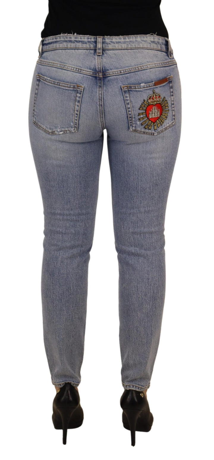 Dolce & Gabbana Blue Cotton Stretch Skinny Low Waist Denim Jeans