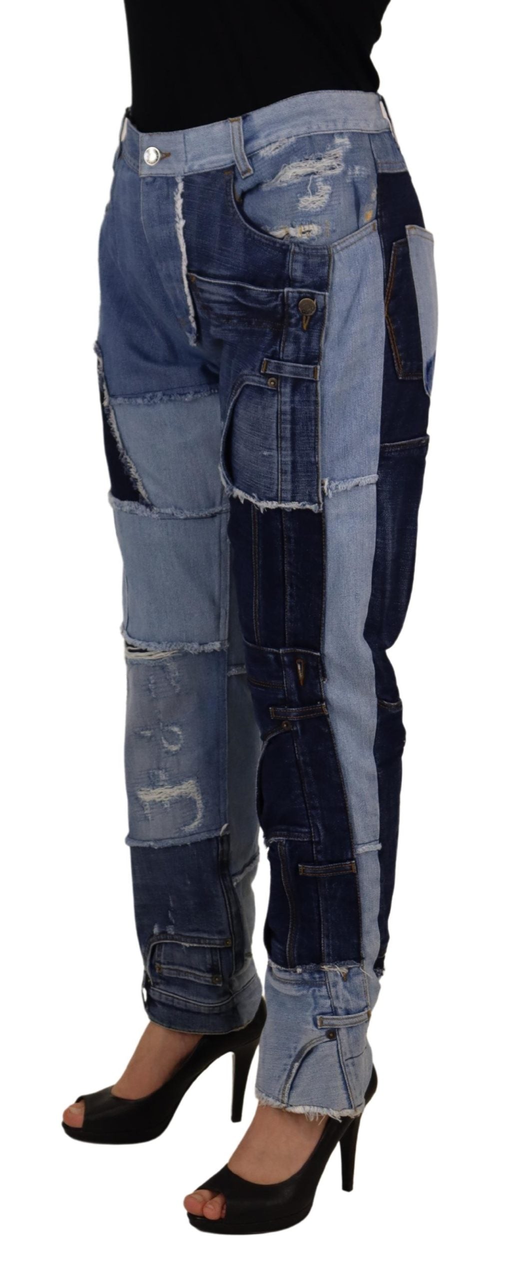 Straight-leg patchwork denim jeans in Multicolor for