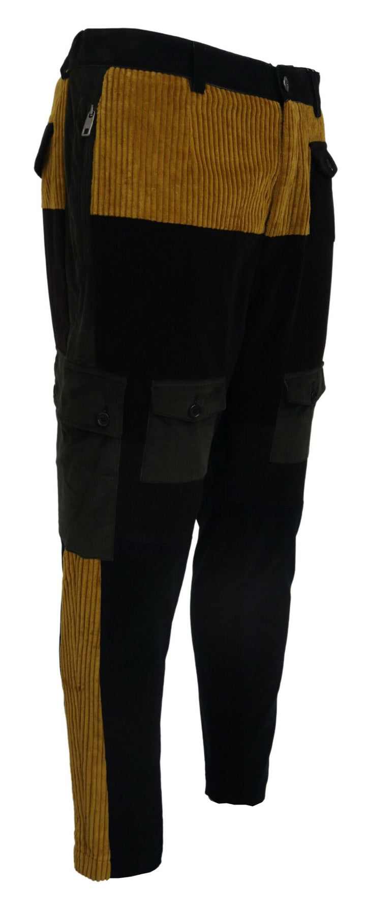 Dolce & Gabbana Black Yellow Cotton Men Pants