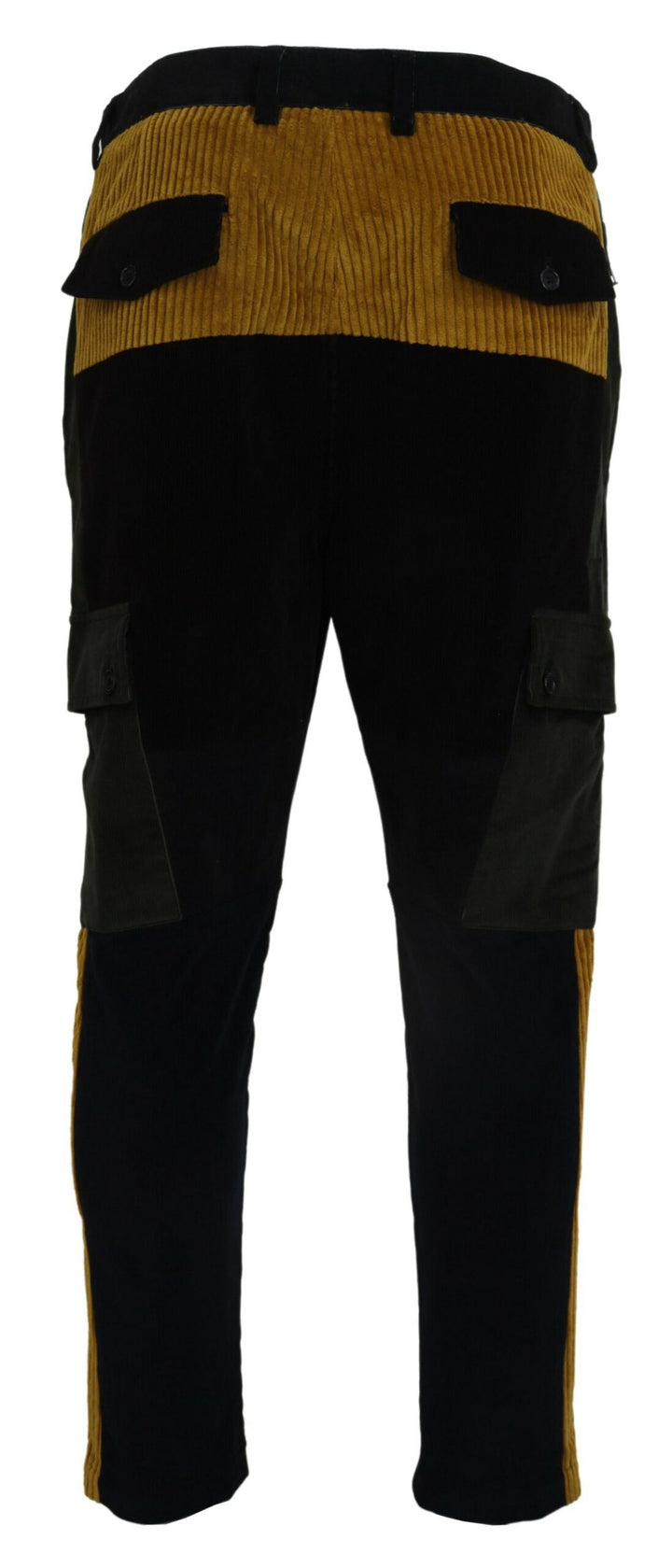 Dolce & Gabbana Black Yellow Cotton Men Pants