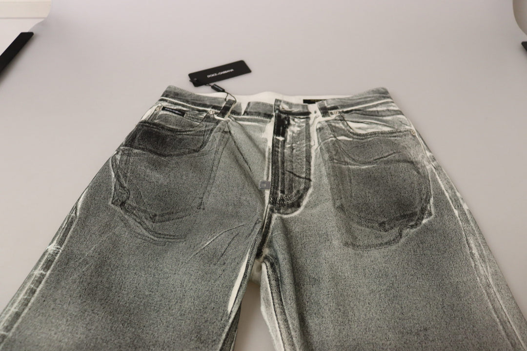 Dolce & Gabbana Grey Washed High Waist Denim Pants Cotton Jeans