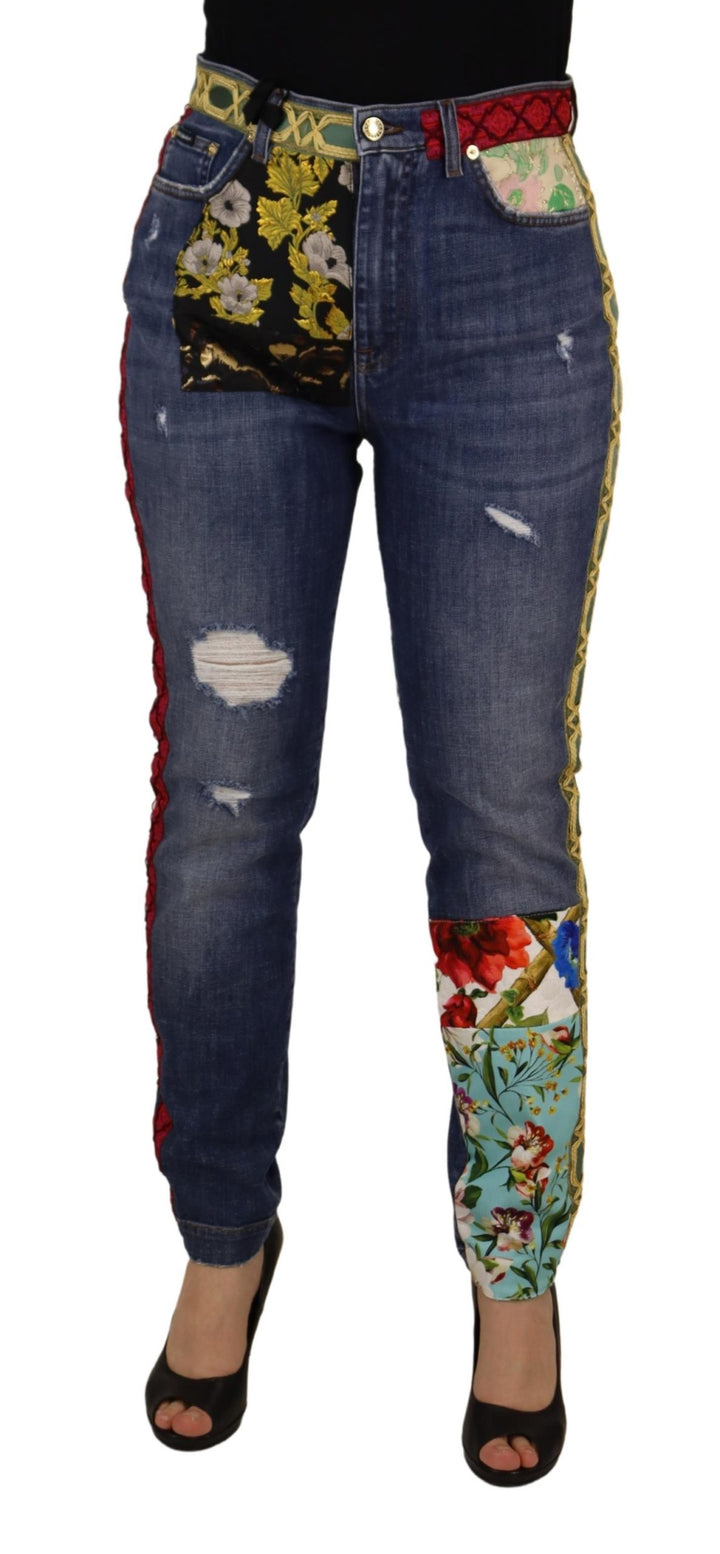 Dolce & Gabbana Blue Patchwork High Waist Denim Jeans