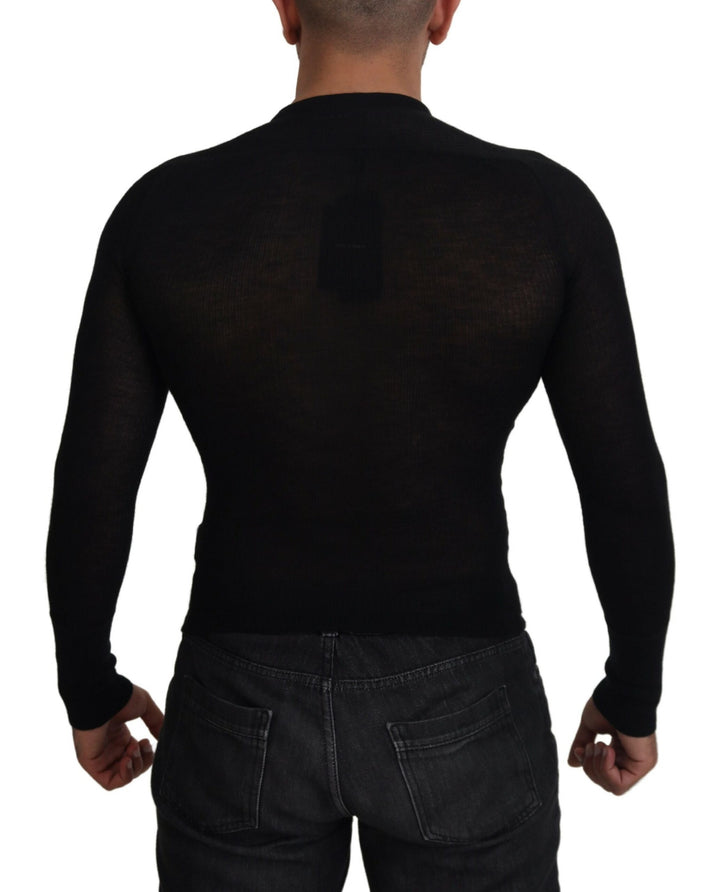 Dolce & Gabbana Black Cashmere Button Pullover Sweater