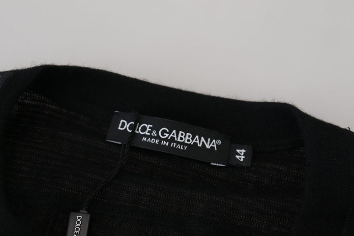 Dolce & Gabbana Black Cashmere Button Pullover Sweater