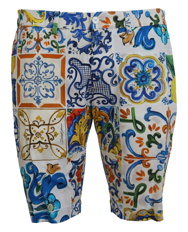 Dolce & Gabbana Majolica Print Cotton Chinos Shorts