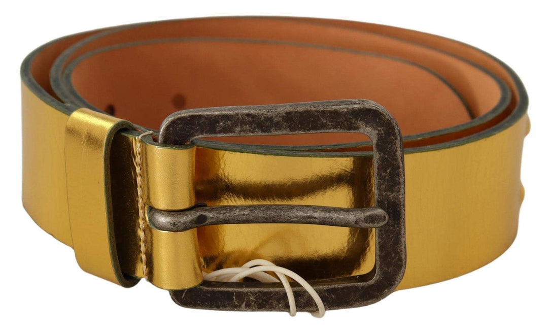 John Galliano Gold Genuine Leather Rustic Silver Buckle Waist Belt #men, 100 cm / 40 Inches, Belts - Men - Accessories, feed-agegroup-adult, feed-color-Gold, feed-gender-male, Gold, John Galliano at SEYMAYKA