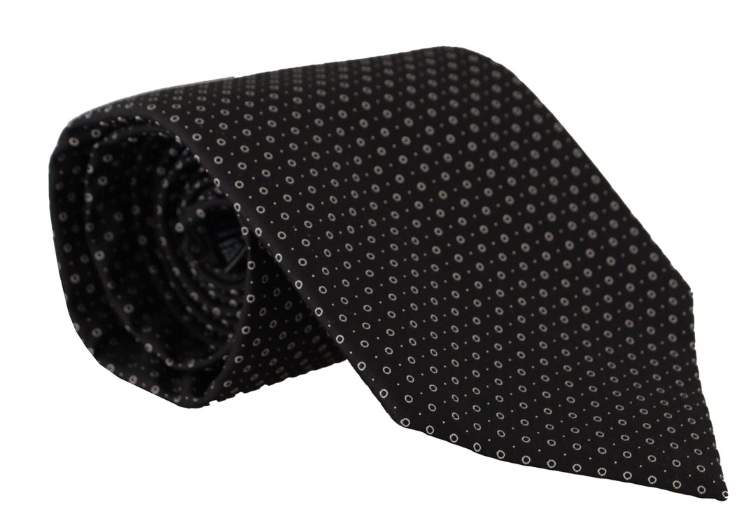 Dolce & Gabbana White Black Polka Dots Necktie Accessory 100% Silk Tie