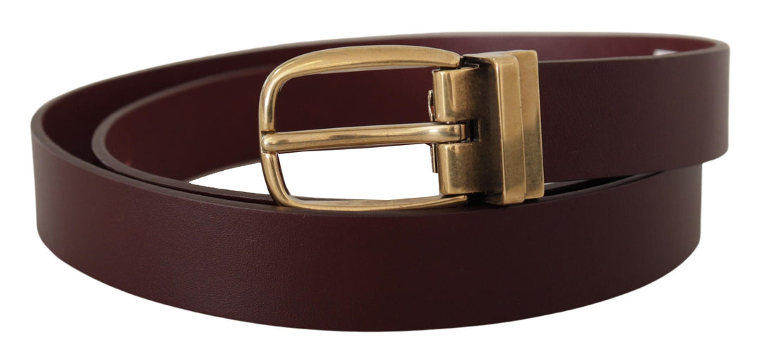 Dolce & Gabbana Brown Leather Classic Gold Metal Buckle Belt