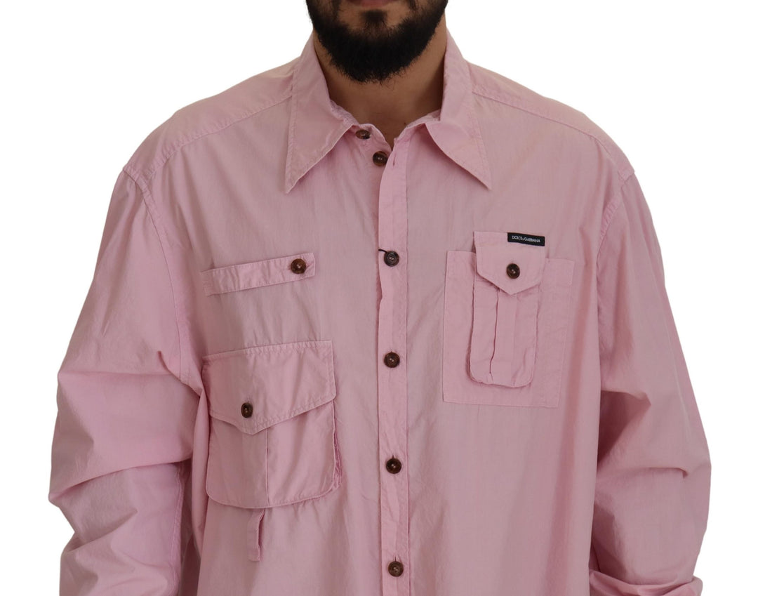 Dolce & Gabbana Pink Casual Button Down Long Sleeves Shirt