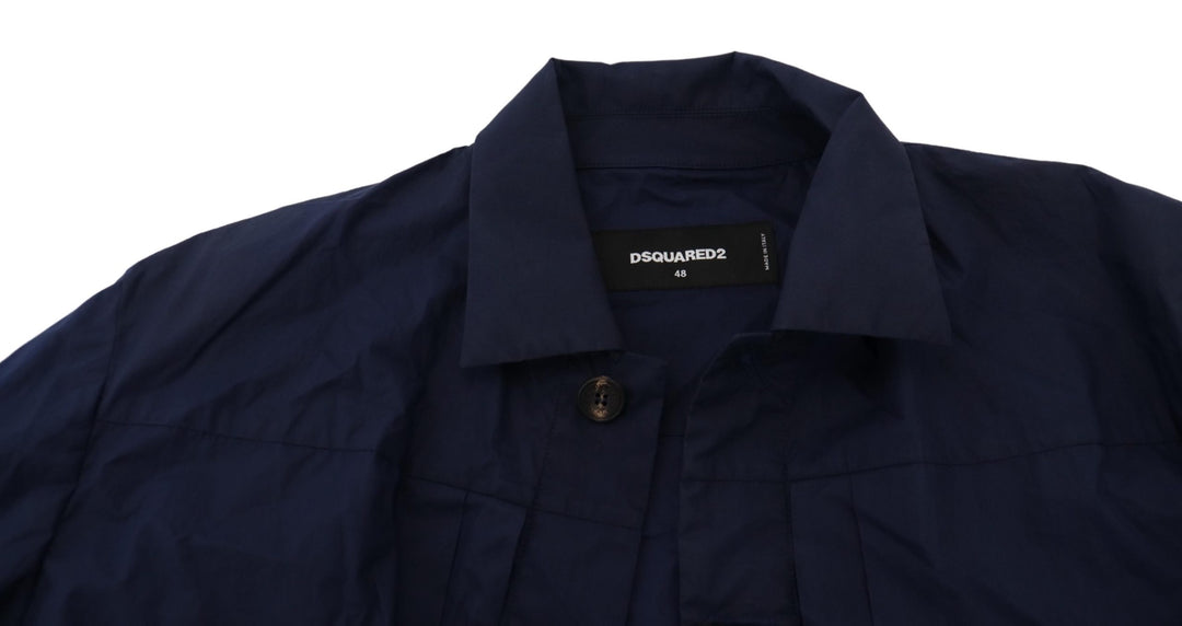 Dsquared² Dark Blue Cotton Collared Long Sleeves Casual Shirt