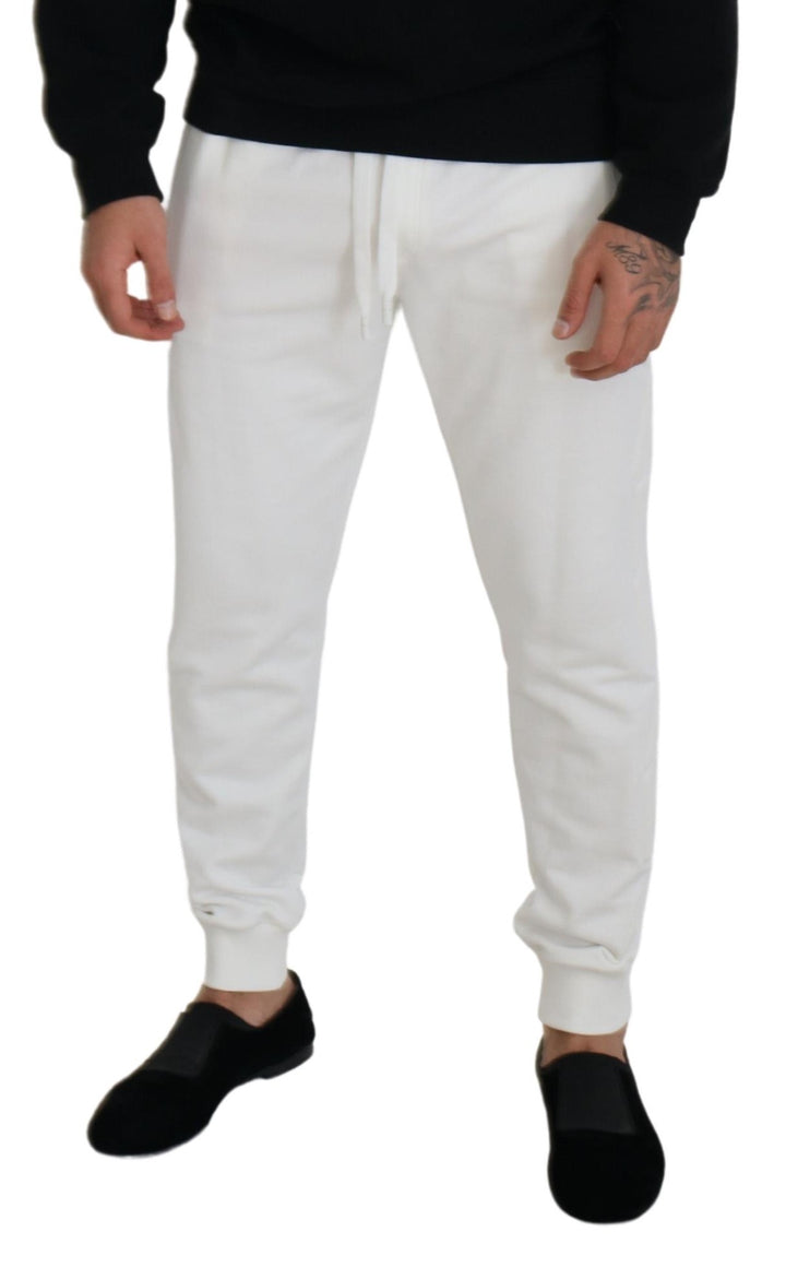 Dolce & Gabbana White Sport Logo Cotton Sweatpants Trousers Pants