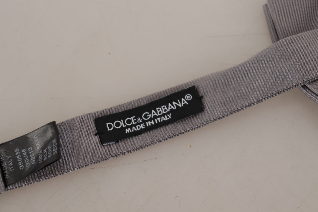 Dolce & Gabbana Gray 100% Silk Adjustable Neck Papillon Tie