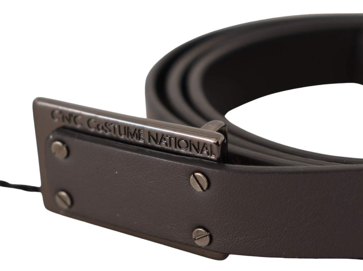 Costume National Dark Brown Leather Logo Buckle Belt #men, 100 cm / 40 Inches, Belts - Men - Accessories, Brown, Costume National, feed-agegroup-adult, feed-color-Brown, feed-gender-male at SEYMAYKA