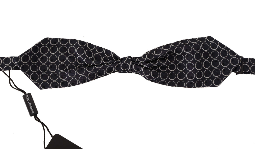 Dolce & Gabbana Black White Round 100% Silk Neck Papillon  Tie