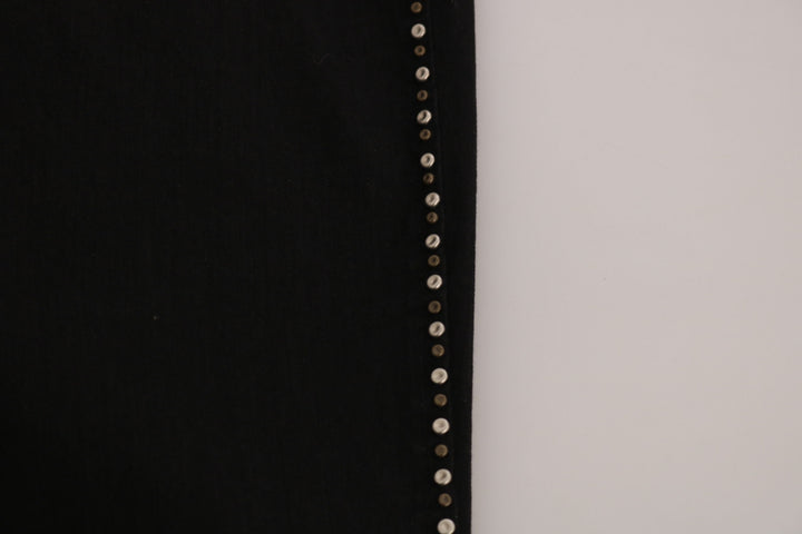 Costume National Black Embellished Mid Waist Skinny Denim Jeans