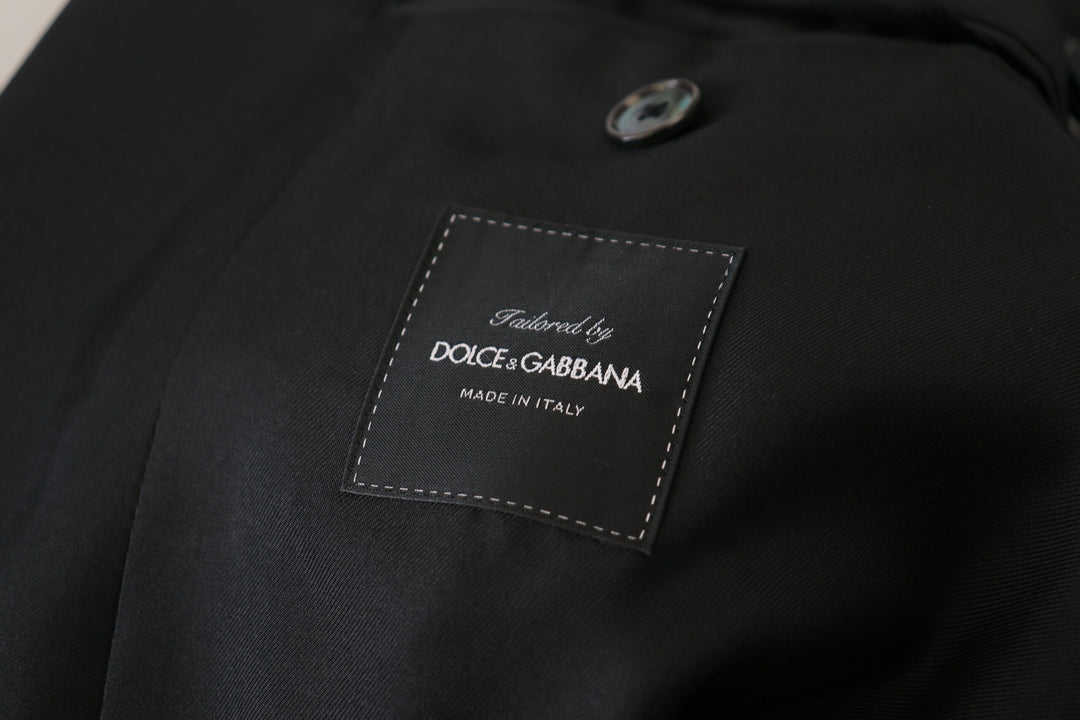 Dolce & Gabbana Black Robe Striped DG Patch Jacket Men Blazer