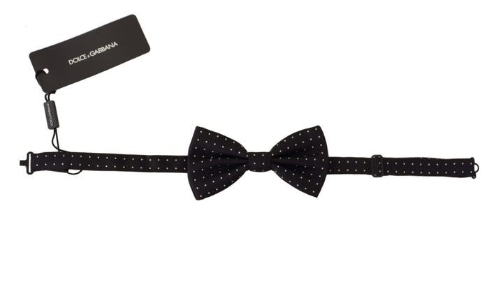 Dolce & Gabbana Black White Polka Dot 100% Silk Neck Papillon Tie