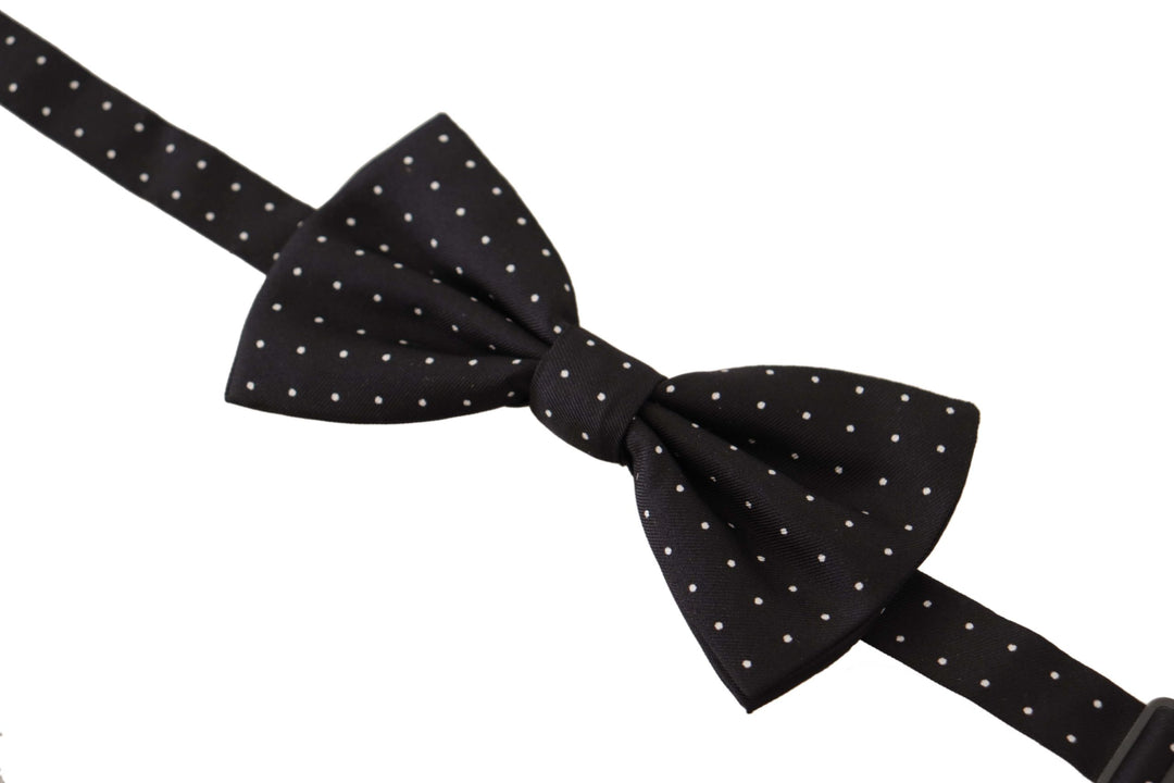 Dolce & Gabbana Black White Polka Dot 100% Silk Neck Papillon Tie