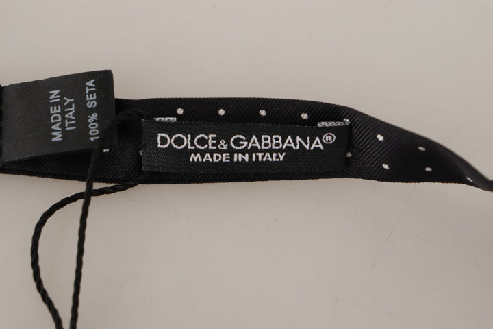 Dolce & Gabbana Black White Polka Dot 100% Silk Neck Papillon Tie