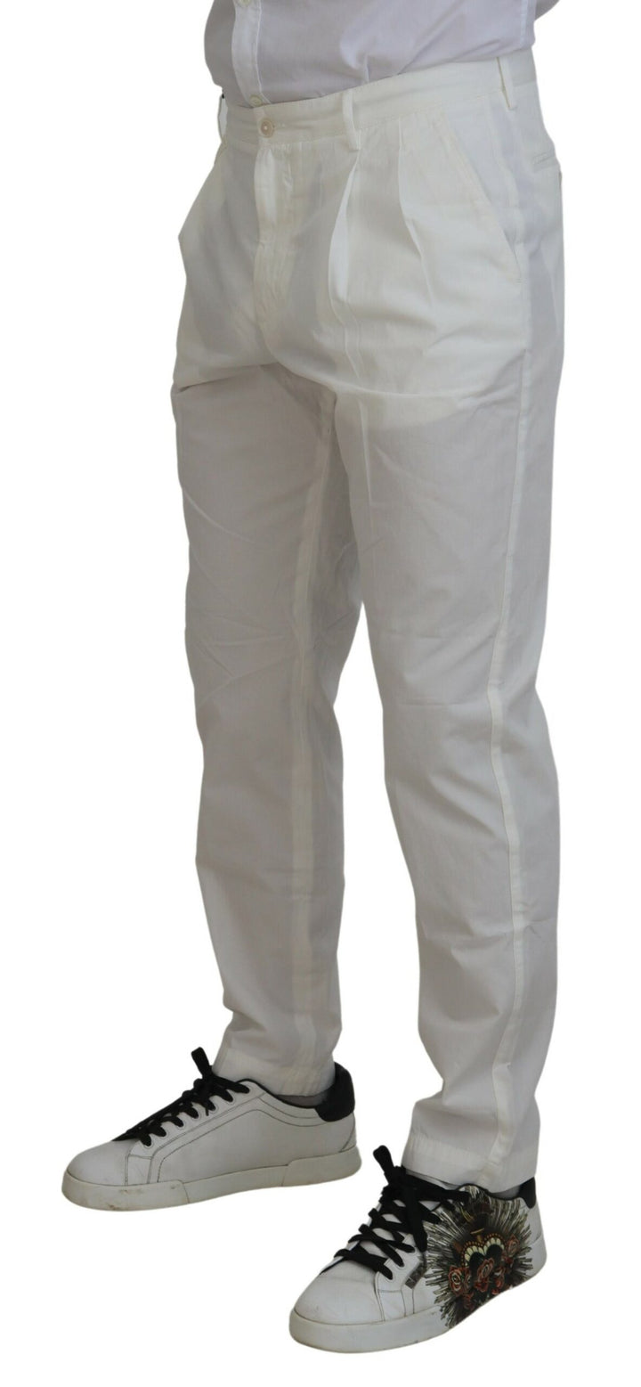 Dolce & Gabbana White Cotton Skinny Chino Pants