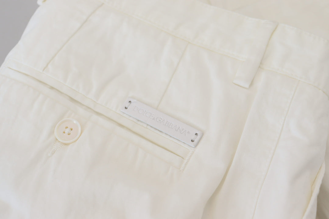 Dolce & Gabbana White Cotton Skinny Chino Pants