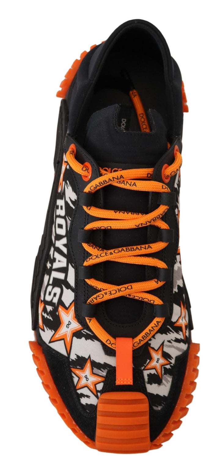 Dolce & Gabbana Black Orange Fabric Lace Up Sneakers NS1 Shoes